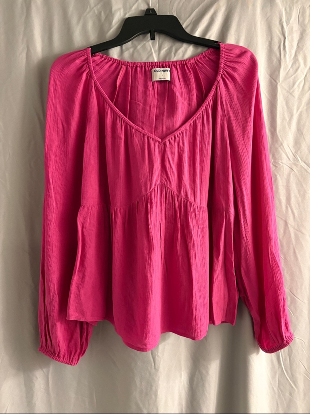 Old Navy Fuchsia V-Neck Peplum Blouse